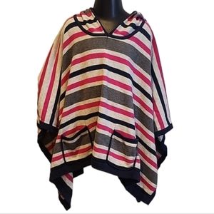 Peek Aren't You Curius Blue, Pink and Gray Striped Hooded Cape M